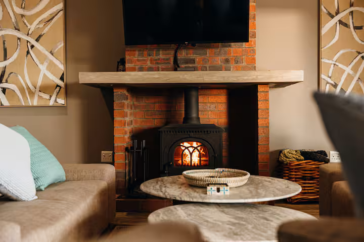 Indoor wood-burning fireplace, Zebra View Drakensberg holiday home